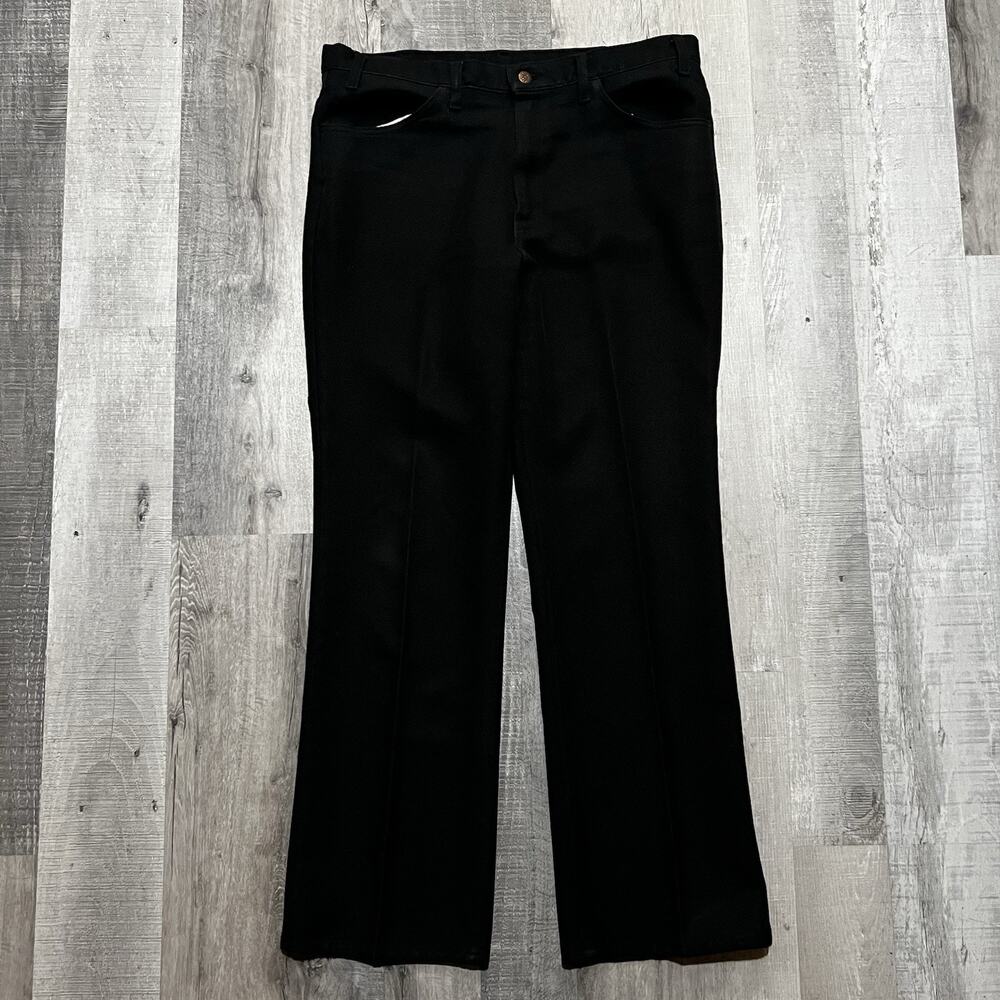 VTG Levis Sta Prest Pants Black Rockabilly Disco Boot Cut Mens Action Slacks 38